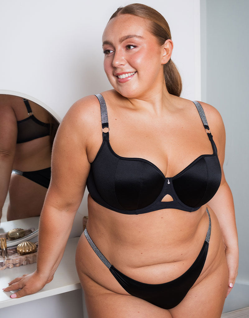 Curvy Kate Boost Diamante Padded Balcony Bra Black