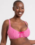 Curvy Kate Holiday Check Scooped Balcony Bikini Top Raspberry Pink