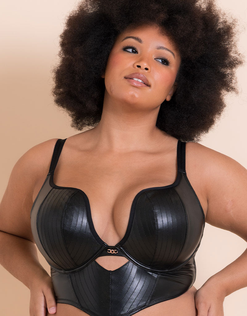 Scantilly Hell For Pleather Superplunge Longline Bra Black