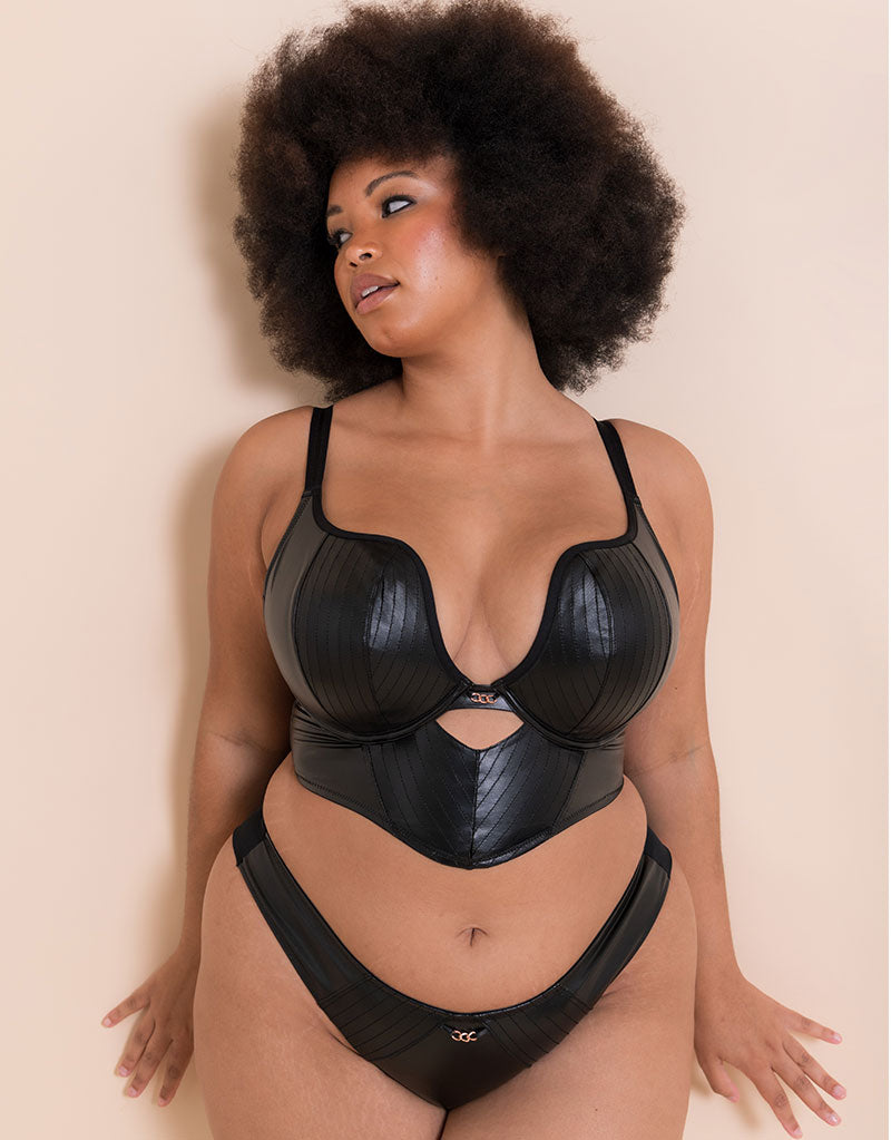 Scantilly Hell For Pleather Superplunge Longline Bra Black