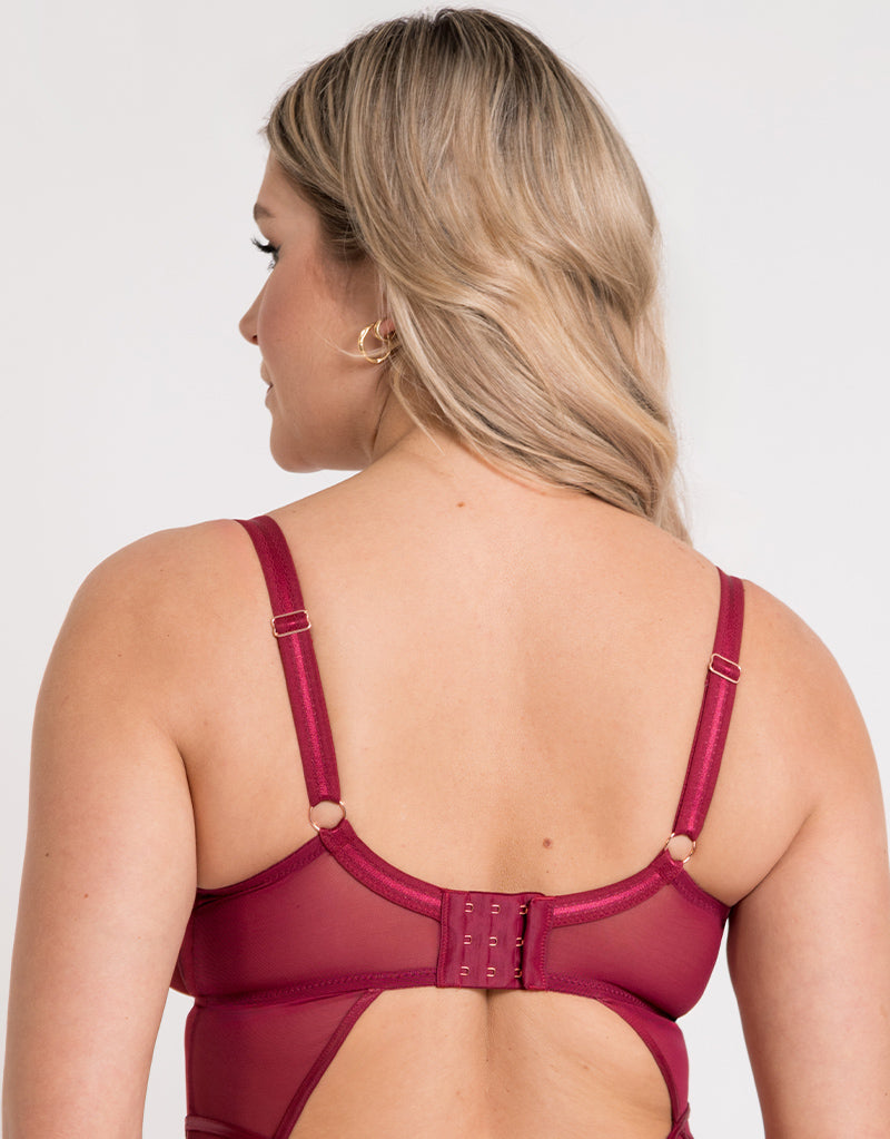 Scantilly Suspense Plunge Bodysuit Sangria