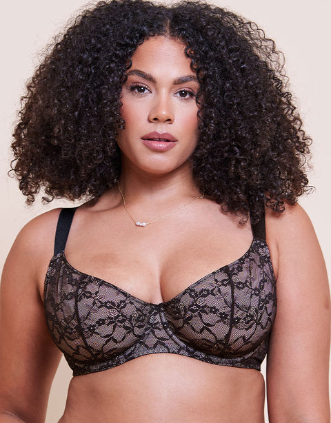 Curvy Kate All Night Lace Scooped Multiway Balcony Bra Black Blush ...