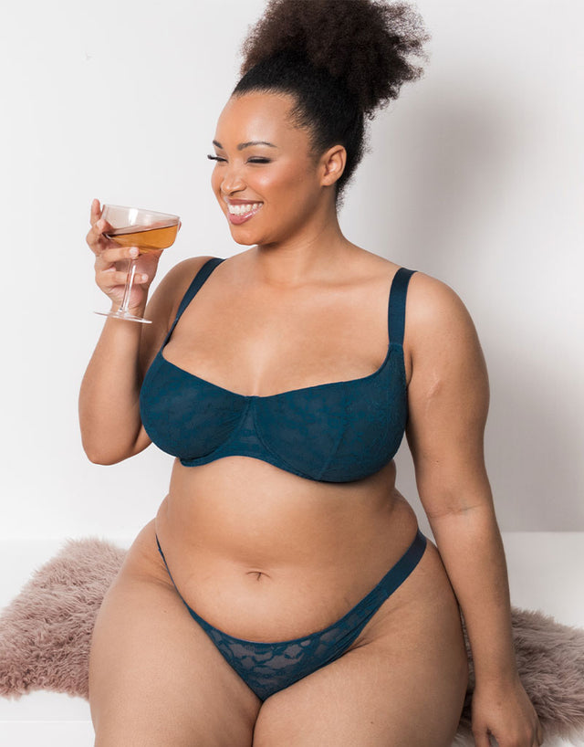 Curvy Kate All Night Lace Tanga Denim Blue