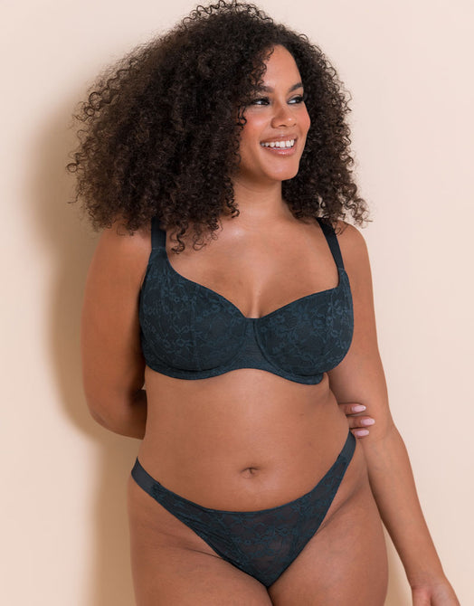 Curvy Kate All Night Lace Scooped Multiway Balcony Bra Denim Blue