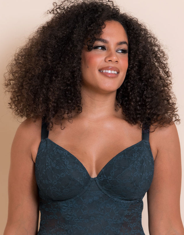 Curvy Kate All Night Lace Plunge Body Denim Blue