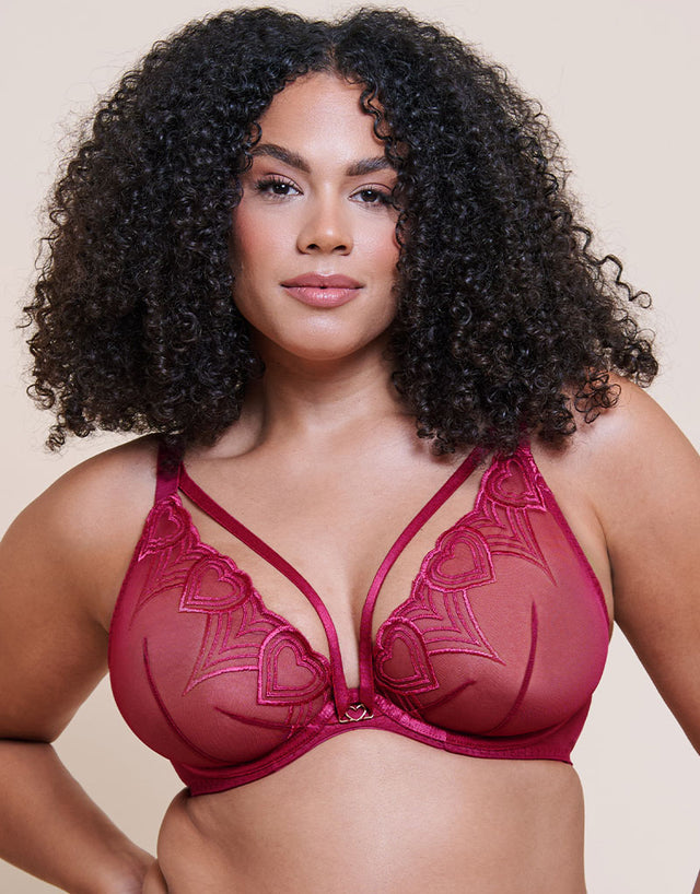 Curvy Kate Heartstopper High-Apex Deep Plunge Bra Sangria