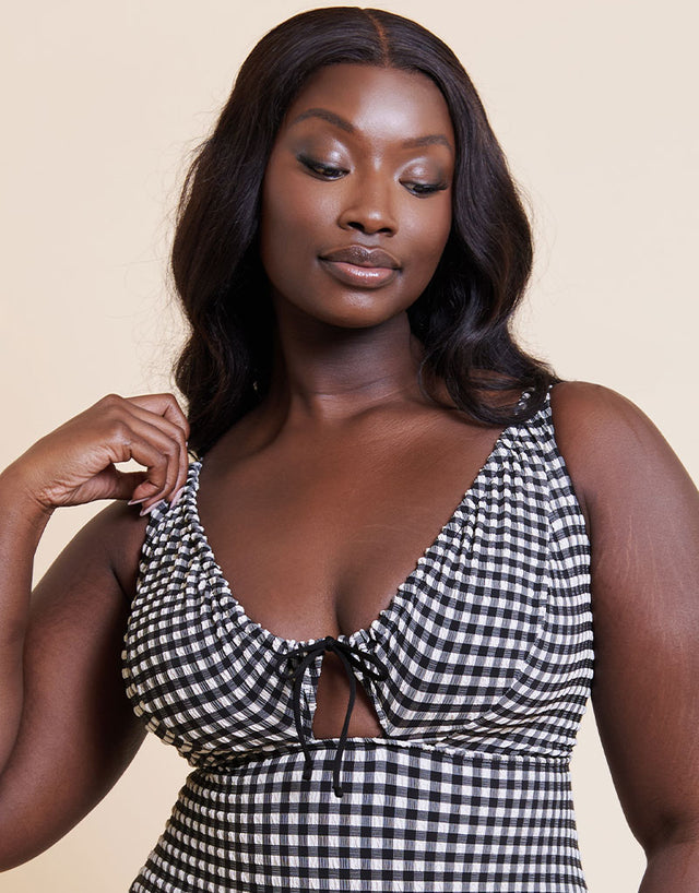 Curvy Kate Holiday Check Non Wired Swimsuit Black