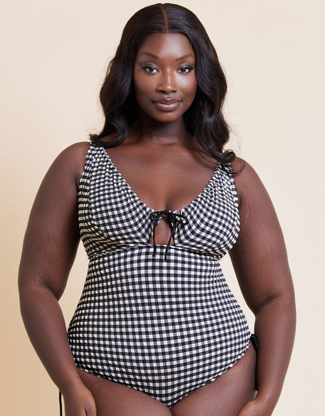 Curvy Kate Holiday Check Non Wired Swimsuit Black