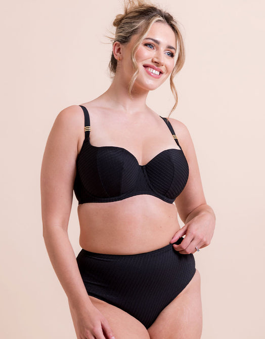 Curvy Kate Jet Set Padded Balcony Bikini Top Black