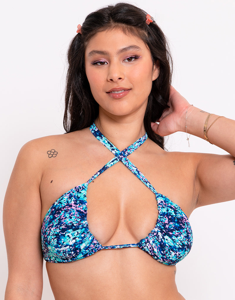 Curvy Kate Mykonos String Multiway Bikini Top Blue Print – Curvy