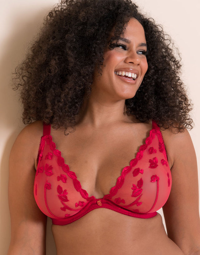 Curvy Kate Pucker Up Deep Plunge Bra Lipstick Red