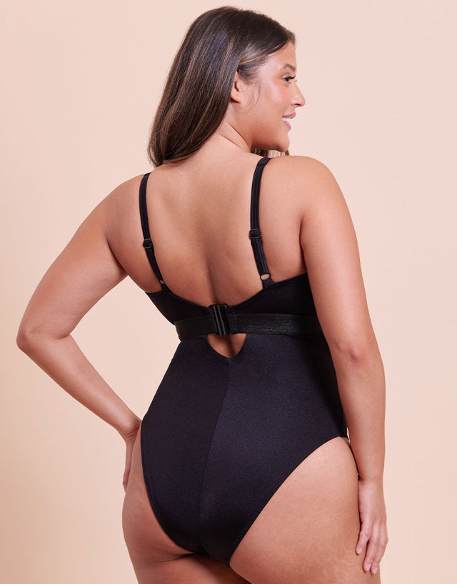 Curvy Kate Siren Seas Non-Wired Plunge Swimsuit Black