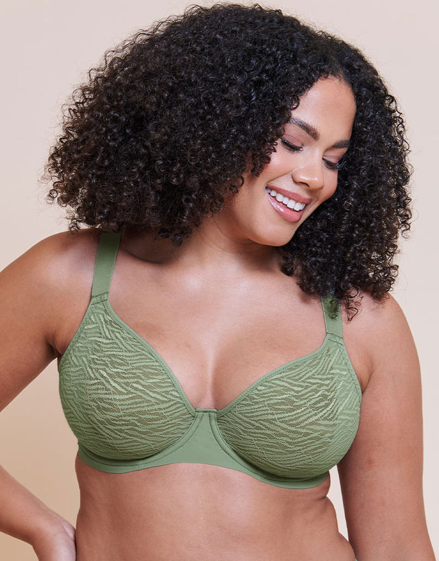 Curvy Kate Smoothie Lace Moulded Balcony Bra Sage Green