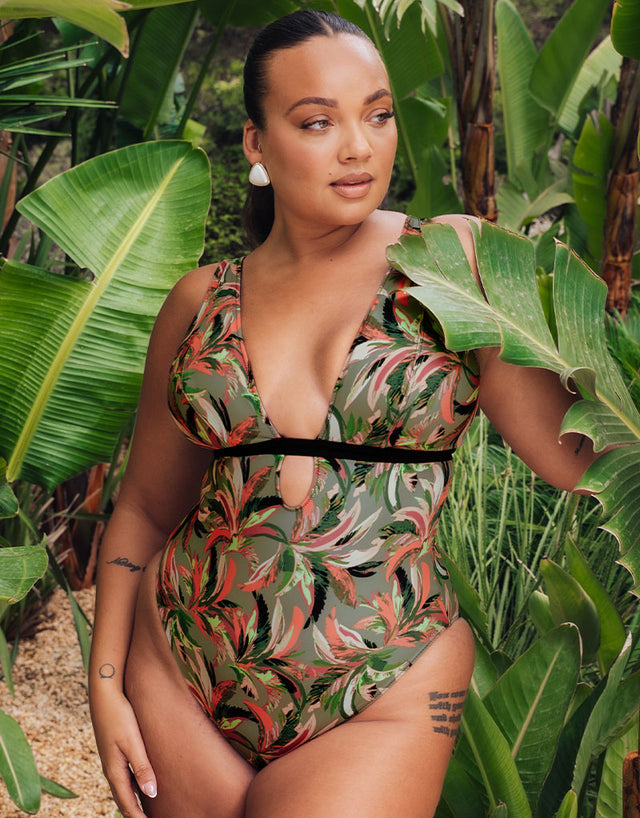 Curvy Kate Sunset Palm Reversible Non-Wired Multiway Swimsuit Palm Print