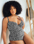 Curvy Kate Wild Horizon Padded Plunge Swimsuit Black Print