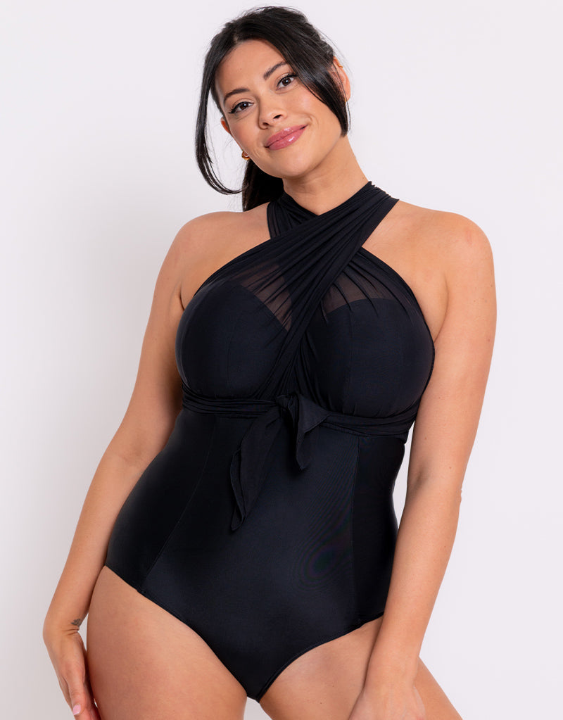 Curvy Kate Wrapsody Black Bandeau Swimsuit Curvy Kate UK