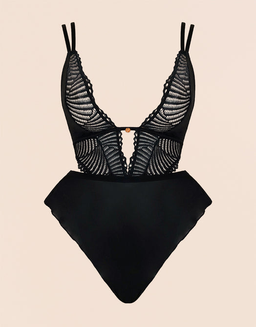 Scantilly After Hours Stretch Lace Teddy Black