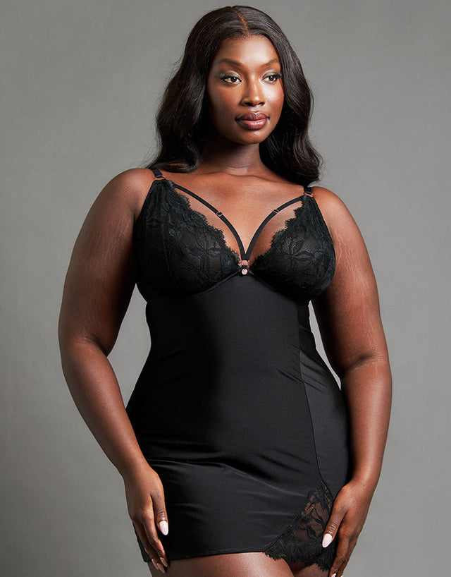 Scantilly Embrace Wired Deep Plunge Chemise Black