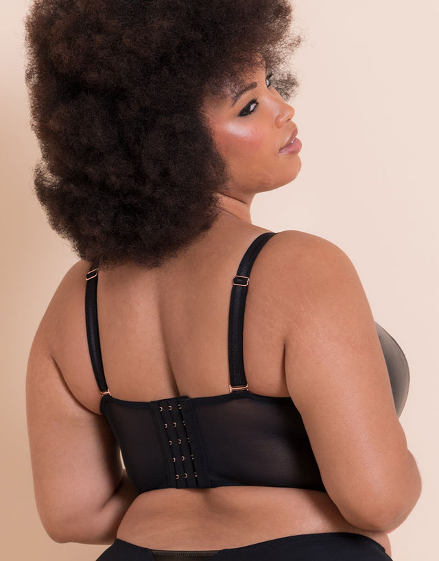 Scantilly Hell For Pleather Superplunge Longline Bra Black