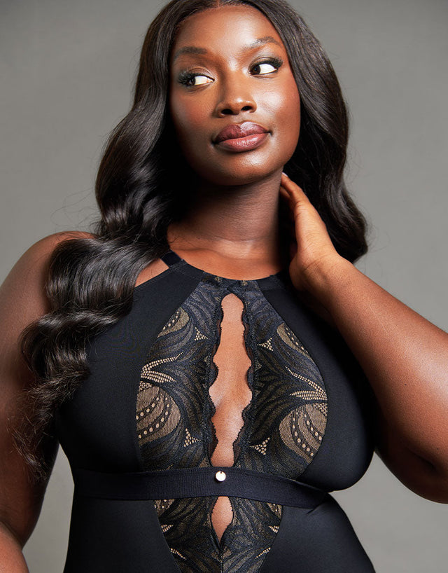 Scantilly Indulgence Multiway Stretch Lace Body Black/Latte
