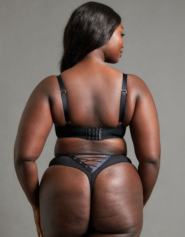 Scantilly Laced Up High Waist Thong Black