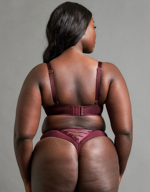 Scantilly Laced Up High Waist Thong Merlot