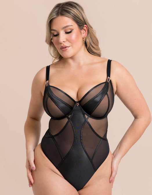 Scantilly Suspense Plunge Bodysuit Black