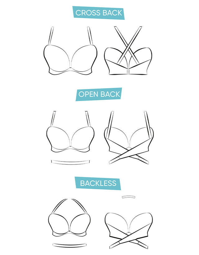 An illustration of ways to wear our Curvy Kate SuperPlunge Multiway Bra